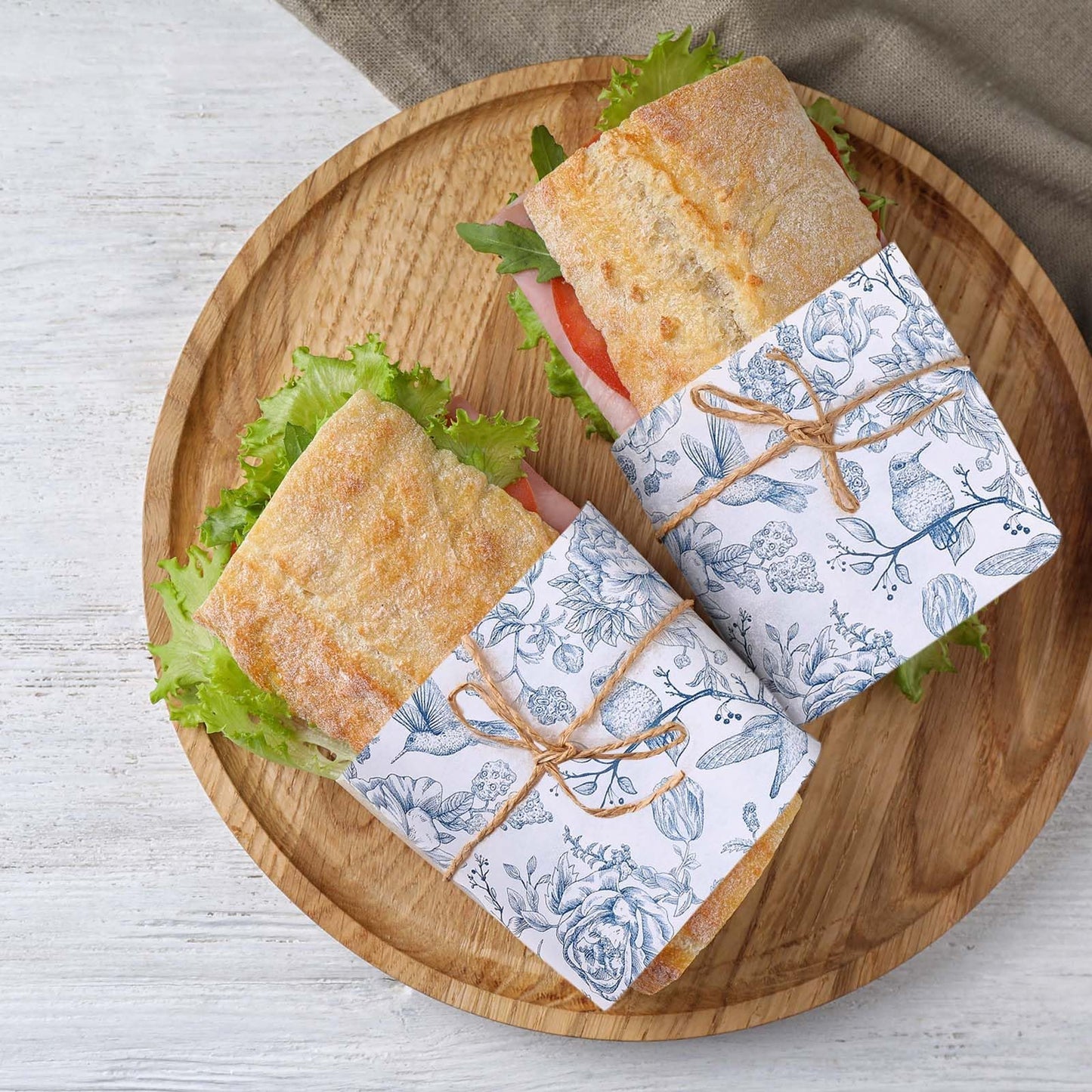 Sanixin 150Pcs Blue Floral Wax Paper for Food Chinoiserie Blue White Flower Decorative Wax Paper Oil-Proof Wrap Tissue for Picnic Sandwich Bakery Dessert Home Kitchen Supplies,9.8 x 8.3 Inches