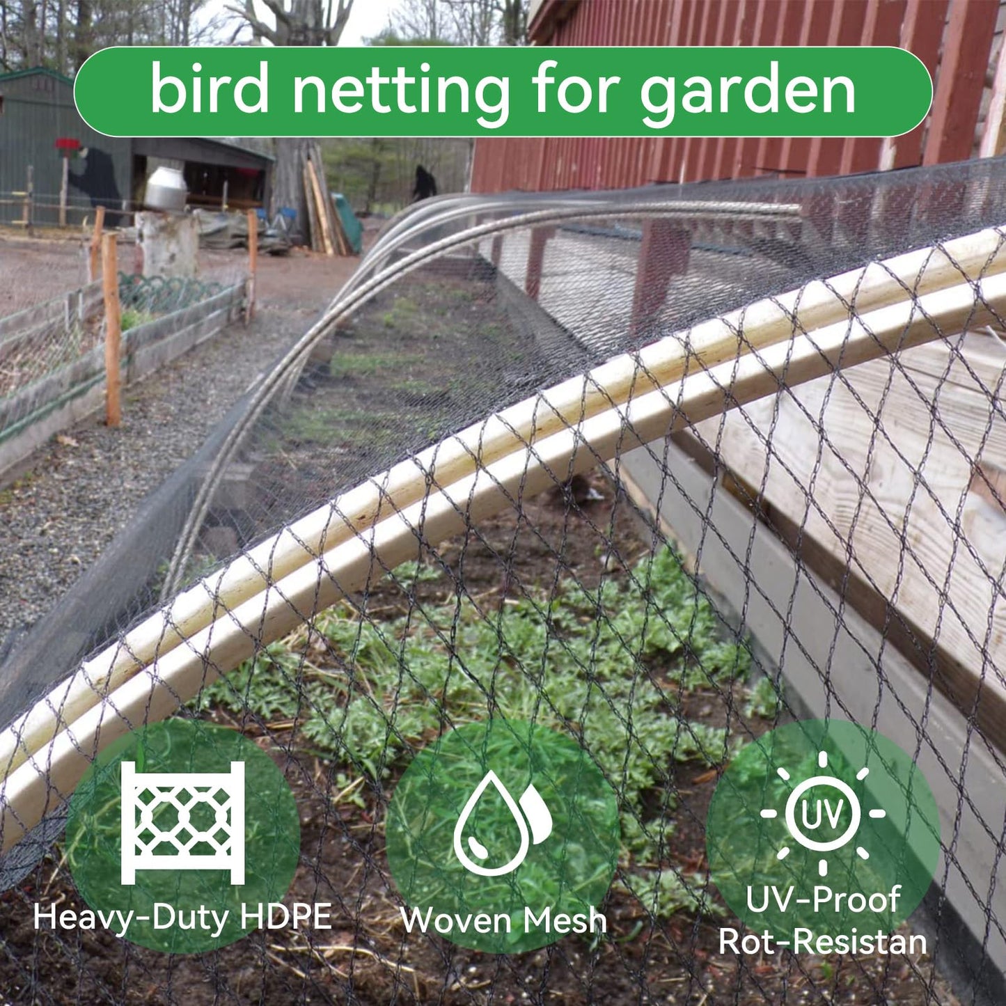 XiHaKey Deer Fence Netting 7.5x65Ft, Heavy Duty 1/2" Mesh Deer & Animal Barrier for Garden, Fruit Trees, Plants Protection - UV Resistant, Reusable with Zip Ties