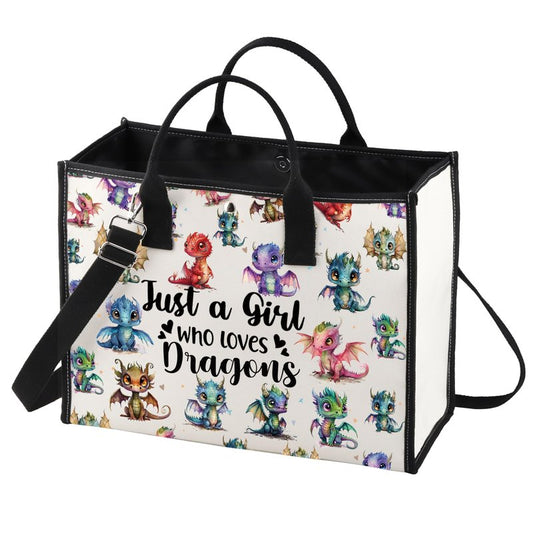 LEVLO Funny Dragon Cosmetic Make up Bag Animal Lover Gifts Just A Girl Who Loves Dragons Makeup Zipper Pouch Bag Dragons Lover Gift (Loves Dragons Bag) (Dragons New LT)