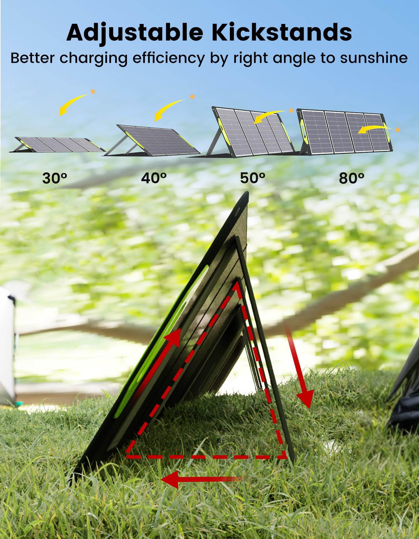 800W Portable Solar Panel, 2pcs 400W Portable Solar Panels 39V, 23% Efficiency Foldable IP67 Waterproof Adjustable Kickstands, Off-Grid Power Smart Sunlight Alignment via Suncast, for Camping, RV