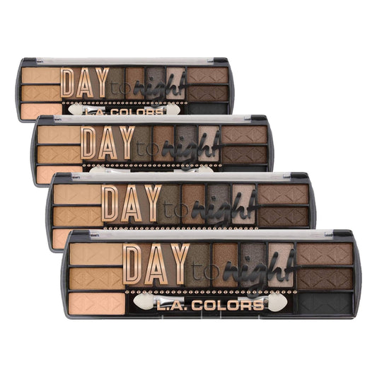 L.A. COLORS Day To Night 12 Color Eyeshadow Palette, Daylight, 0.28 Oz (Pack of 4)