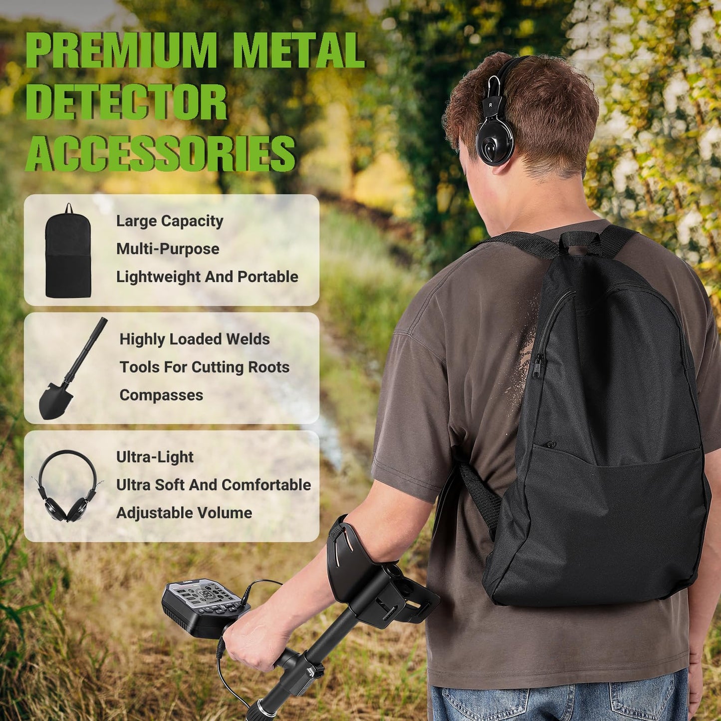 OneAmg Metal Detector for Adults,Higher Accuracy Gold Silver Metal Detectors Kit with Big LCD Display,Advanced DSP Chip 10" IP68 Coil,5 Modes Underwater Gold Detector for Beach Hunting and Backyard