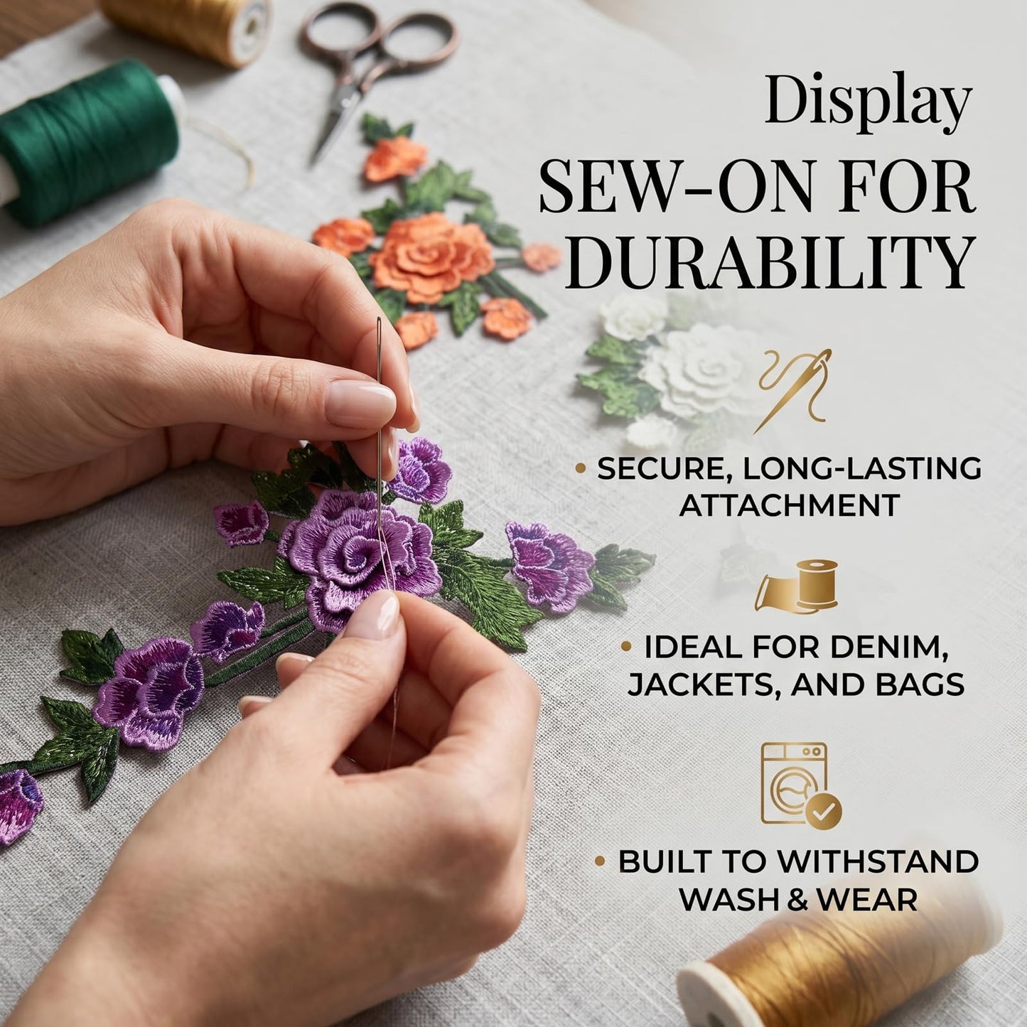 6PCS Peony Flower Embroidery Patches Large Floral Sew On Applique Patches for Women Wedding Dress Jacket Jeans Bag Shoes Decorative Repair Patch DIY Craft Embellishments 3D Design