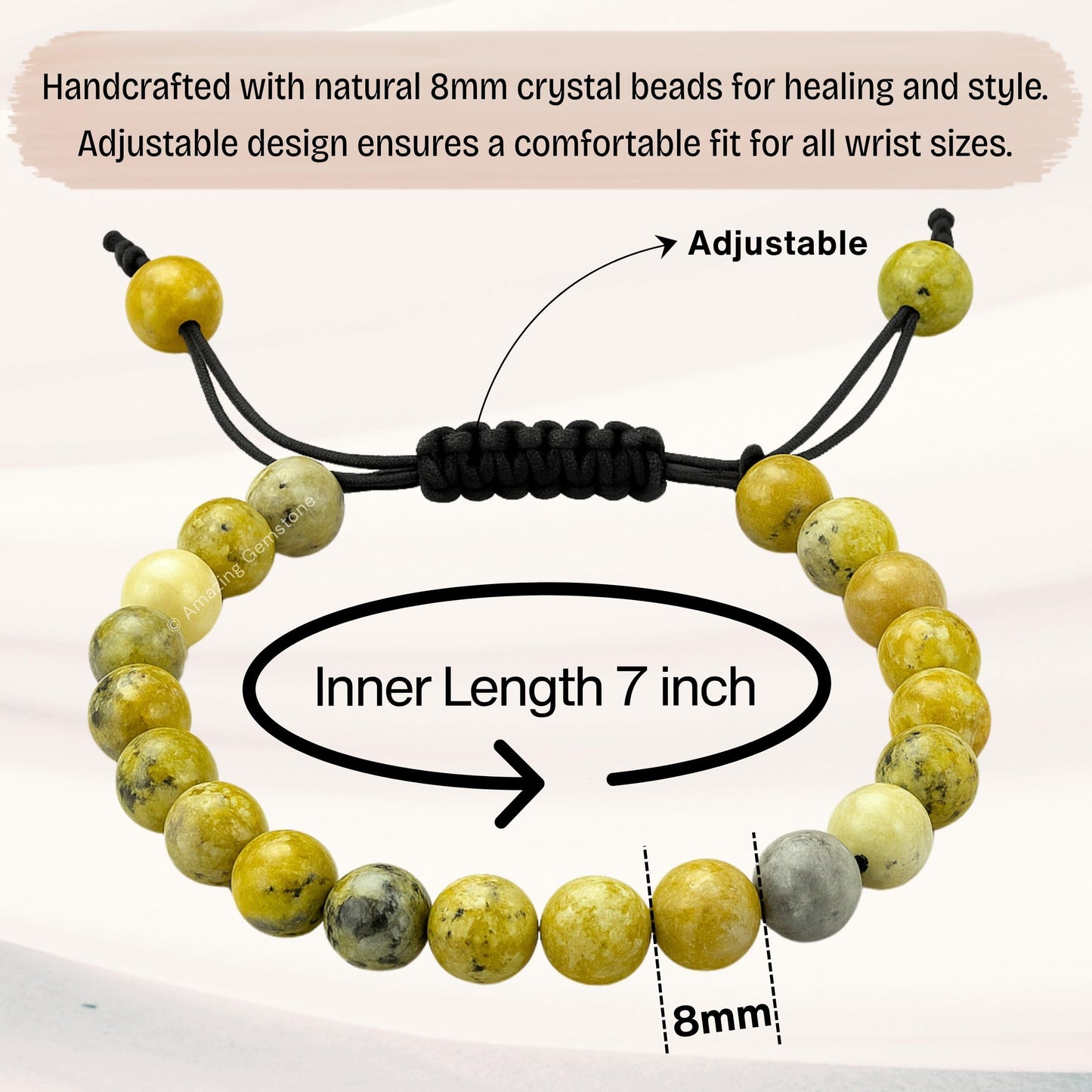 Amazing Gemstone Serpentine Bracelet, Gifts For Men & Women - Protection Healing Crystal Bracelet - 8mm Gemstone Beaded Adjustable Bracelet, Pulseras Para Hombres Mujer Stocking Stuffers