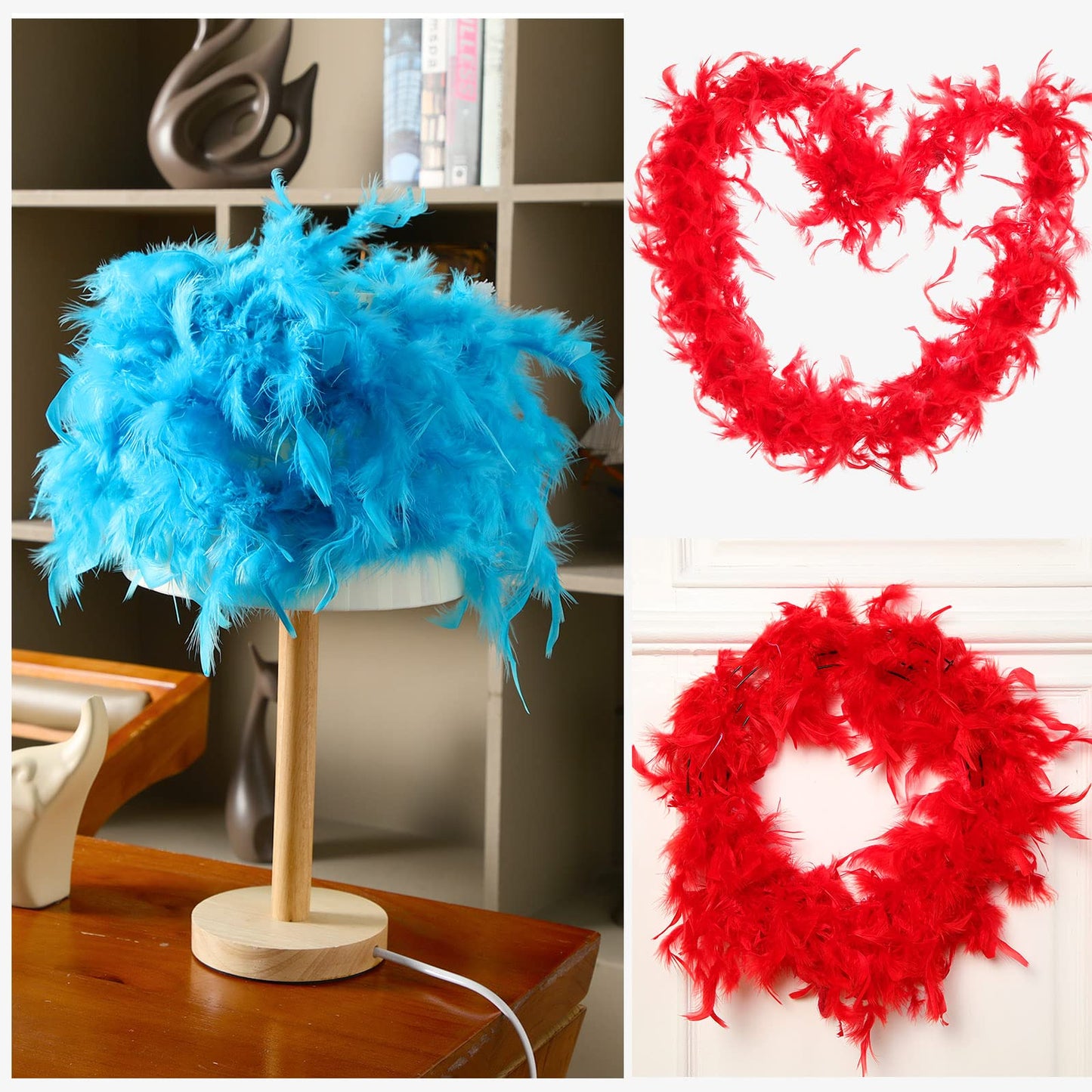 16 Pieces Boas for Party Bulk 6.6 ft Feather Boas for Adults Halloween Costume Dress up DIY Party Neon Accessories, Pink, Red, Green, Yellow, Blue, Black Feather Scarf, 16 Colors
