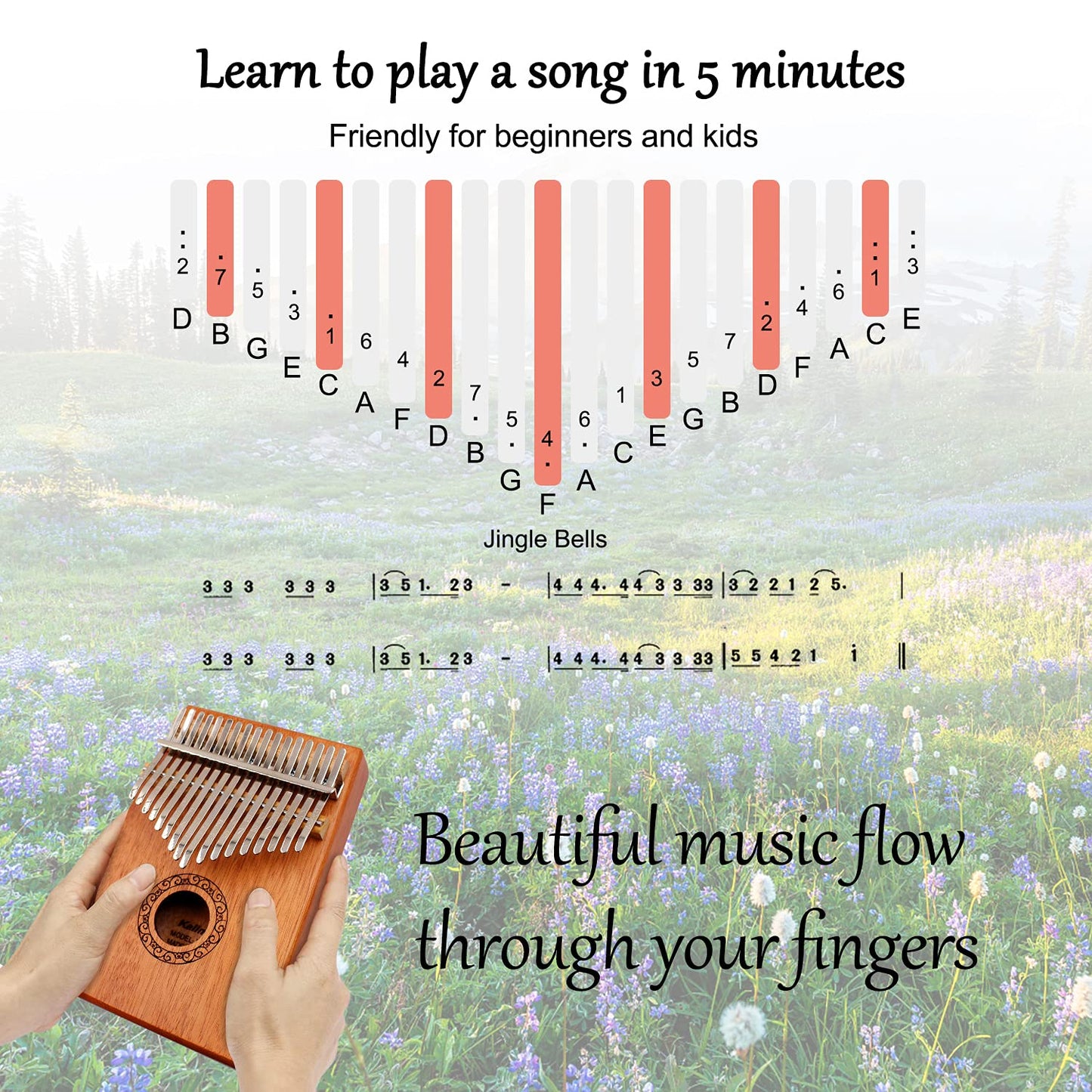 Kalimba Thumb Piano, YUNDIE Portable 17 Keys Mbira Finger Piano with Tune Hammer and Instruction,Musical Instruments Birthday Gift for Adult Beginners Professional(Brown)