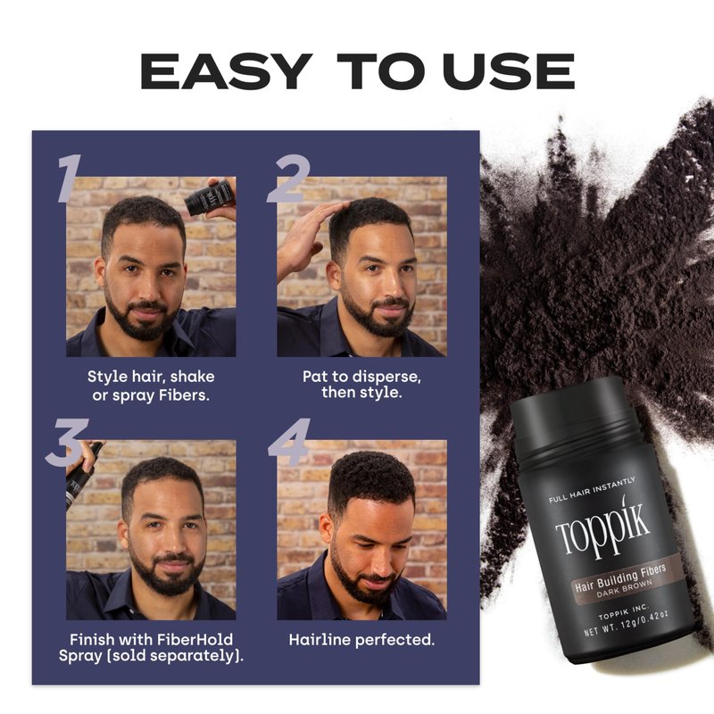 Toppik Hair Building Fibers, Black, 12g Fill In Fine or Thinning Hair, Instantly Thicker, Fuller Looking, 9 Shades for Men & Women, Keratin Protein Formula