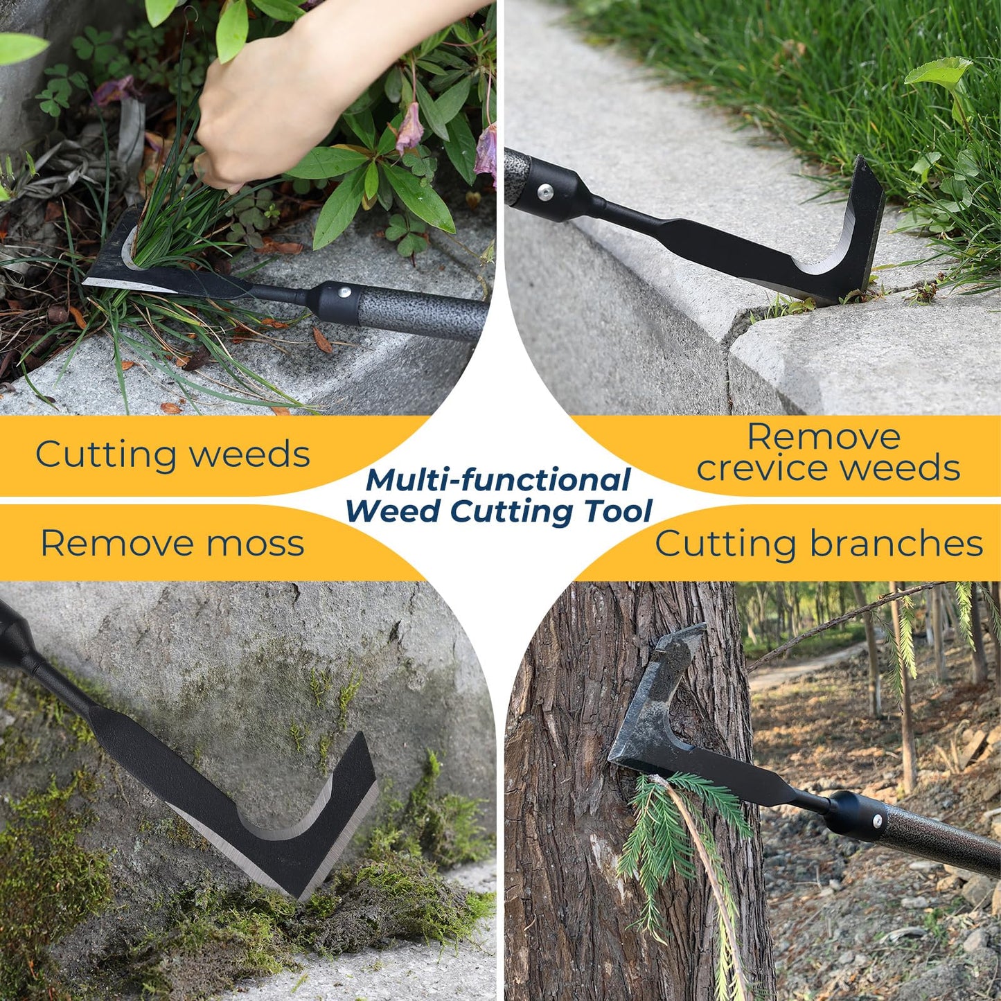 EUIJOIP Weed Remover Tool | Adjustable Metal Handle (14.5"-58.4") (Upgraded Rustproof) | Multi-Functional Garden Hook for Pavement Gaps, Moss, Bushes | Commercial-Grade Yard Maintenance Equipment