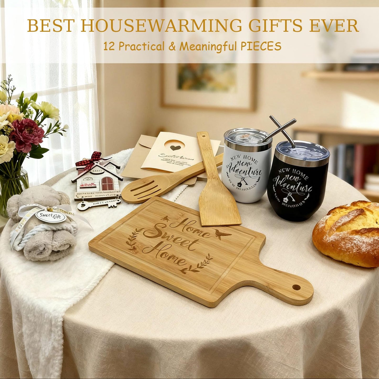 House Warming Gift New Home, 12pcs Unique New House Gift Ideas Box, Housewarming Present for Couples Newlywed Friends Families Apartment, Closing Gifts for Home Buyers