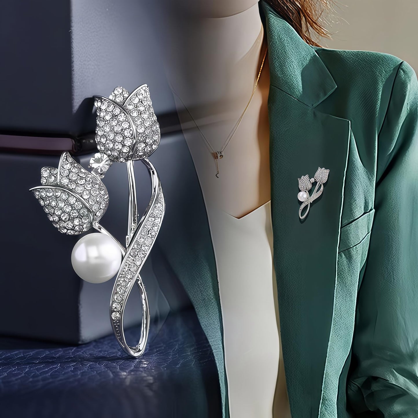 Yaximhozz 2pcs Rhinestone Brooch Pin for Women Dress Elegant Stylish Crystal Brooches Fashion Accessories Pins Lapel Boutonniere Ideas Wedding Christmas Birthday Jewelry Easter Gift (09 Blue Colorful/Silver)