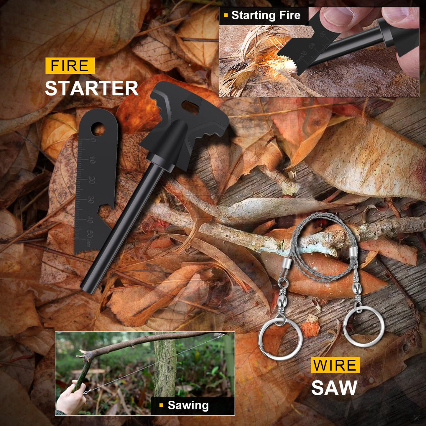 Gifts for Men Christmas 14-in-1 Survival Kit - Premium Outdoor Survival Gear Set with Tactical Tools/Fishing Essentials, Perfect for Dad, Husband, Him, Teen Boys, Camping, Hiking
