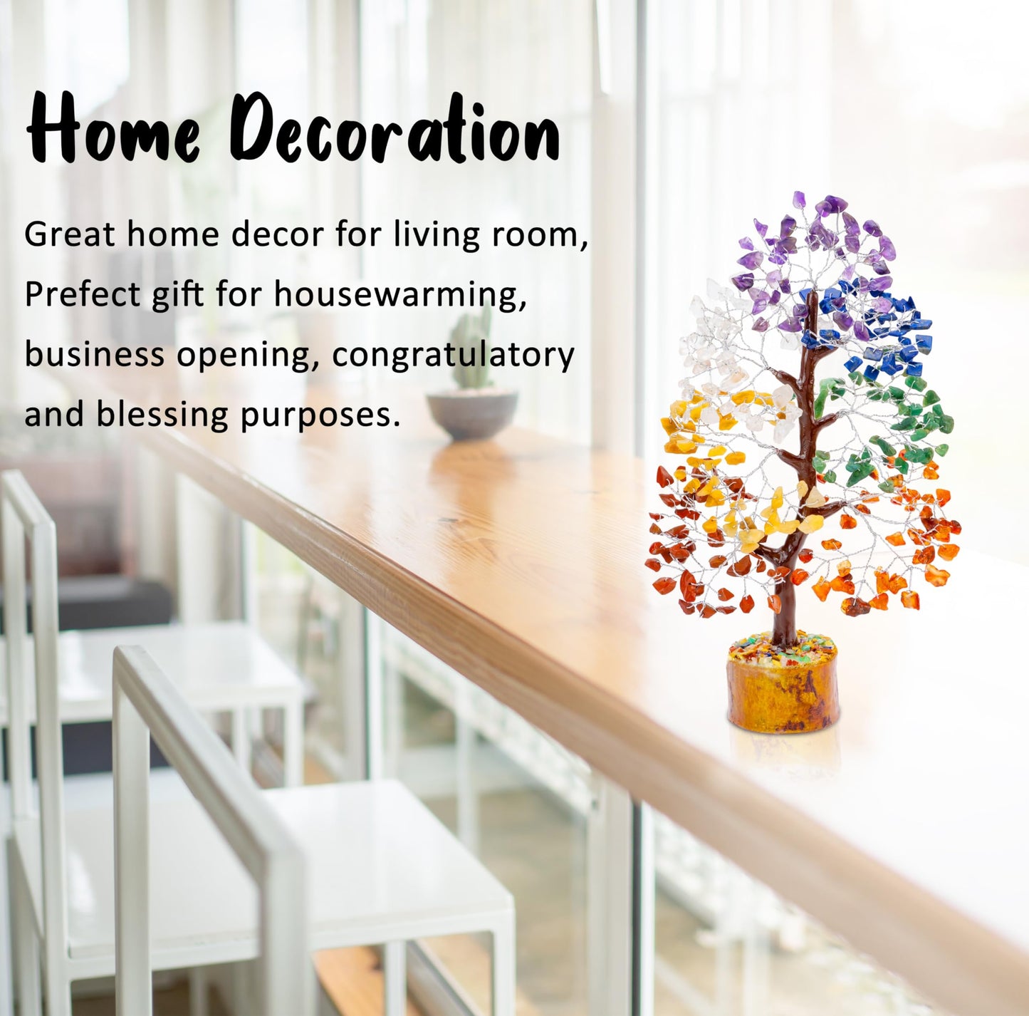 Crocon® 7 Chakra Tree of Life, Crystal Tree of Life - Gemstone Money Tree, Feng Shui Tree, Crystal Decoration, Artificial Tree, Spiritual Gift, Seven Chakra Tree, Healing Crystal Tree Gifts