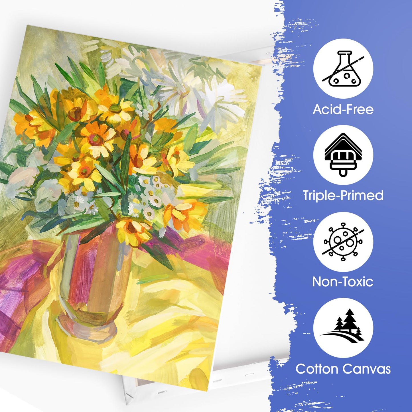 ESRICH Stretched Canvas for Painting 12x16 Inch, 2 Pack Blank Canvas -5/8 in Profile Primed Cotton White Canvases for Painting for Oil & Acrylic Paint