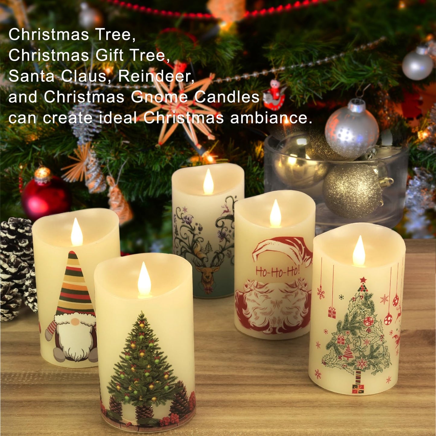 Softflame Christmas Flameless Candles with Remote Control, 3"x 5""Battery Operated Flickering 3D Wick Real Wax Pillar Santa Claus Candle"
