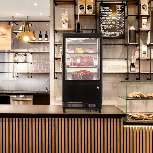2.1 Cu.FT Refrigerator Display Case Commercial, Commercial Single-Door Display Fridge with Interior LED Lighting, Double-Layered Glass Commercial Countertop Bakery Display Refrigerator, Display Case