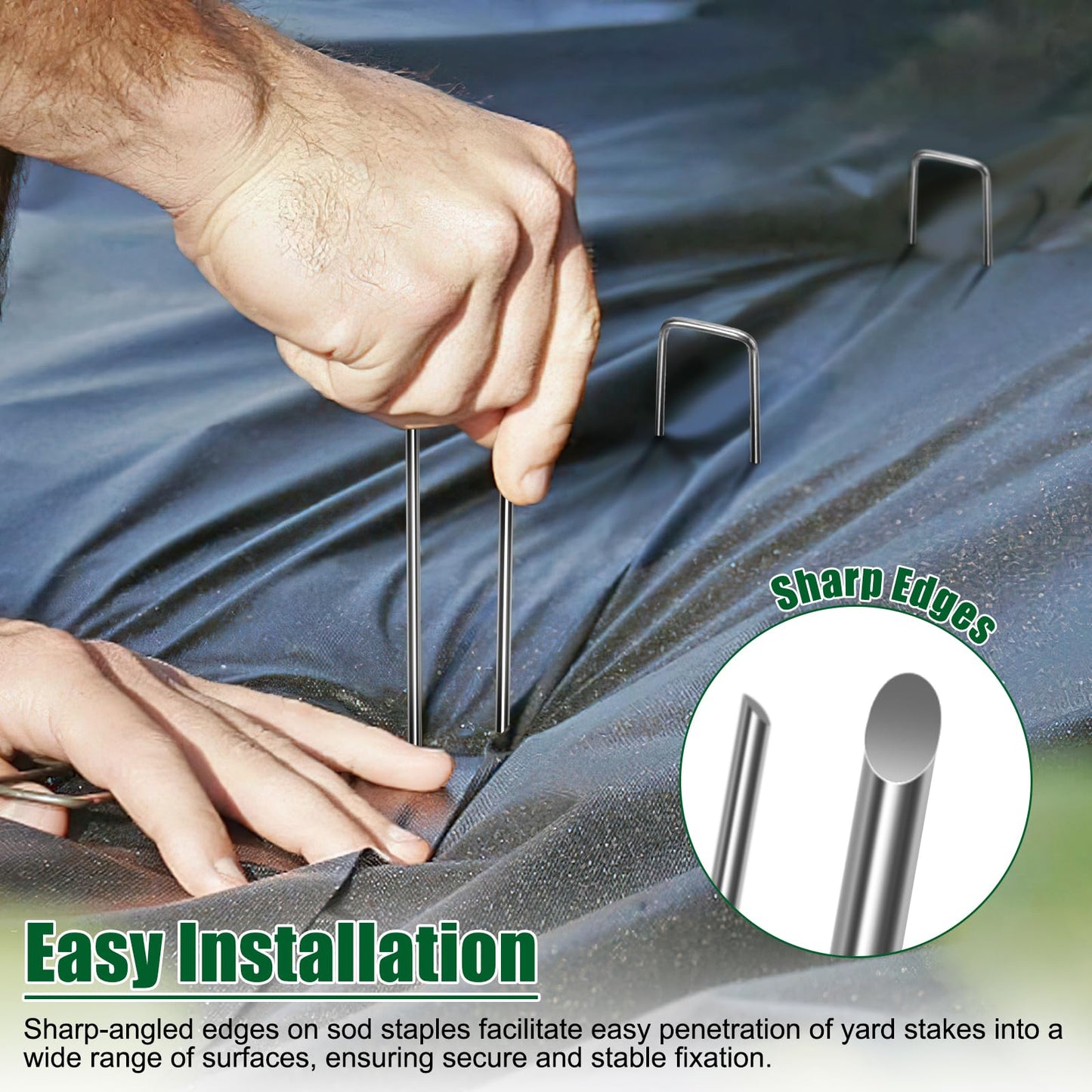 12 Inch Galvanized Landscape Staples Stakes, 25/50/100/200pcs Garden Metal Stakes for Weed Barrier Fabric, Fence Stakes, Tent Stakes, Christmas Decorations (200pcs)