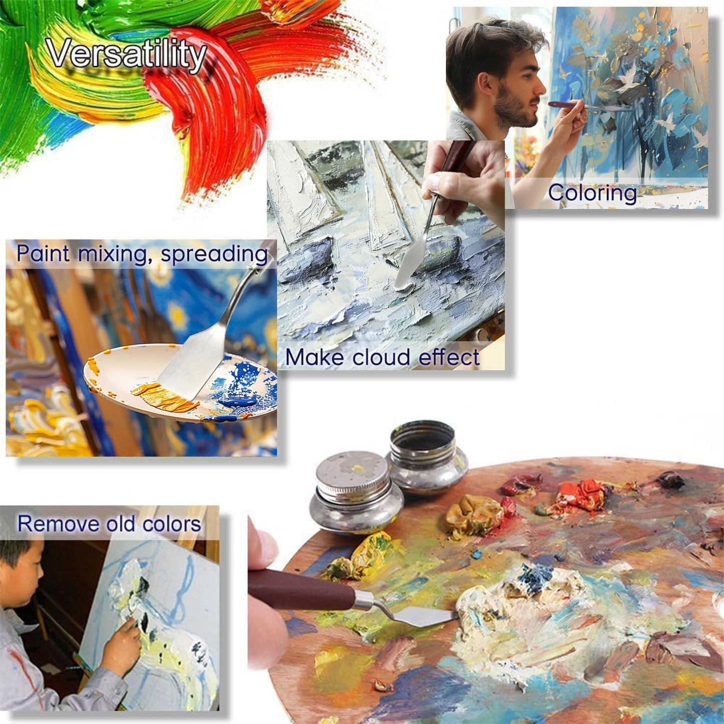 Golden Maple Palette Knife Painting Stainless Steel Spatula Palette Knife Oil Paint Metal Knives Wood Handle