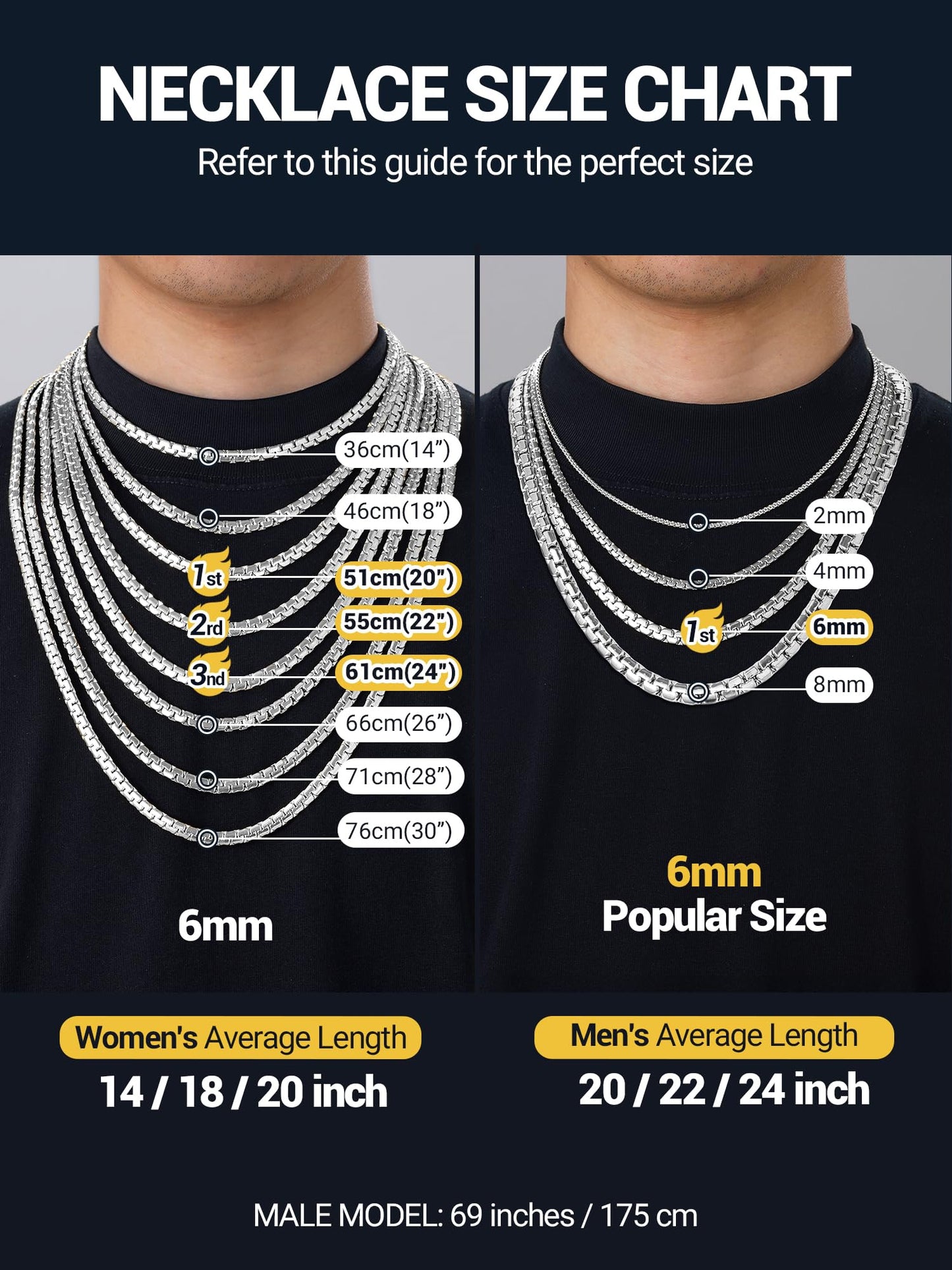 PROSTEEL Stainless Steel Silver Chain for Men 8mm Thick Waterproof & Sweatproof Hip Pop Cool Chain Necklace Mens Jewelry