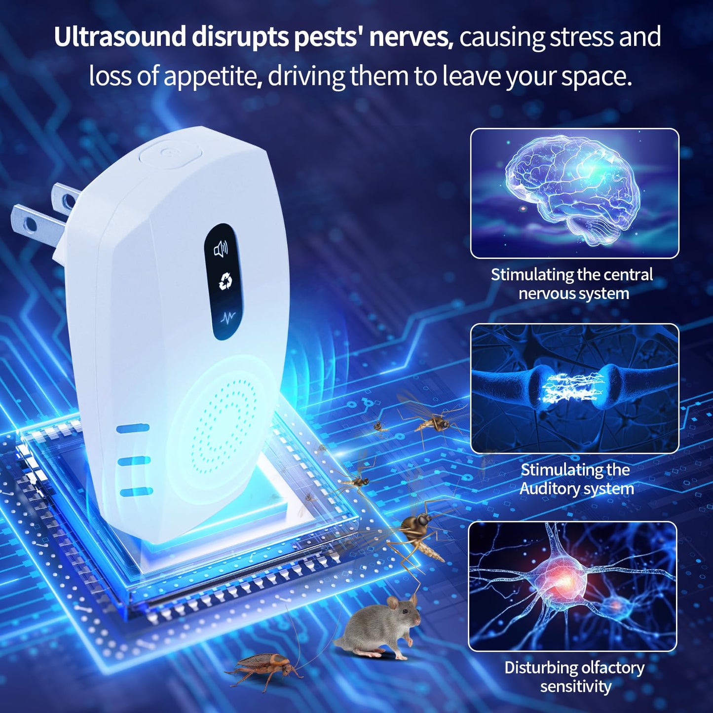 2026 Cvtayn Upgraded Ultrasonic Pest Repellent Indoor Repeller, Mouse Traps, Repellent Roach, Mouse, Bugs, Mosquito, Mice, Spider, Ant, Rodent Repellent Ultrasonic Plug in, 3 Mode Switching, 10 Packs