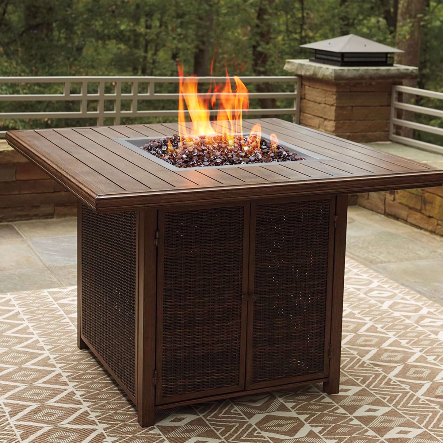 Onlyfire 18 Inch Square Fire Pit Burner Pan with Square Burner Ring – 304 Stainless Steel Drop-in Gas Fire Pit Insert for Natural Gas & Propane, 92,000 BTU, Square Flame Pattern for DIY Fire Table