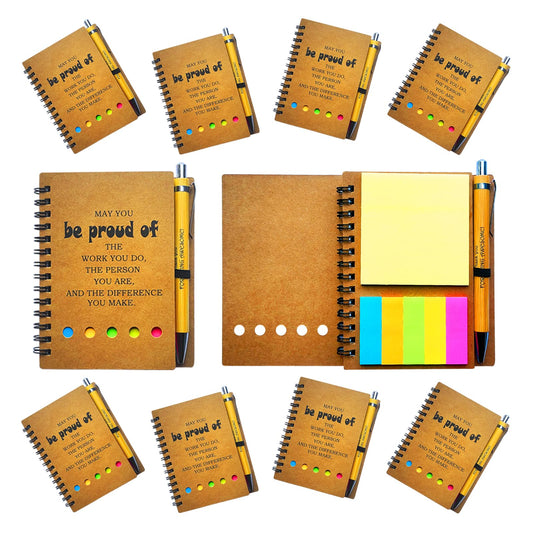 2026 Inspirational Spiral Notebook 10 Sets Portable Employee Appreciation Gifts Bulk Journals with Sticky Note Pen for Teachers Students Friends Colleagues Volunteer Nurse and Family Thank You Gifts