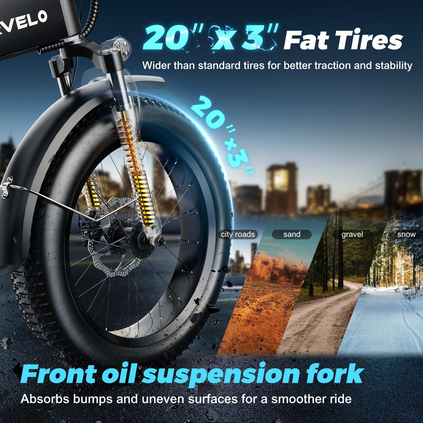 YorkE 1000W Folding Electric Bike, 48V 16AH Large Removable Battery E Bike, 30+MPH, 80 Miles Max Range, 20" Fat Tire Electric Bike for Adults, Adult Electric Bicycles for Commute,Dark Black