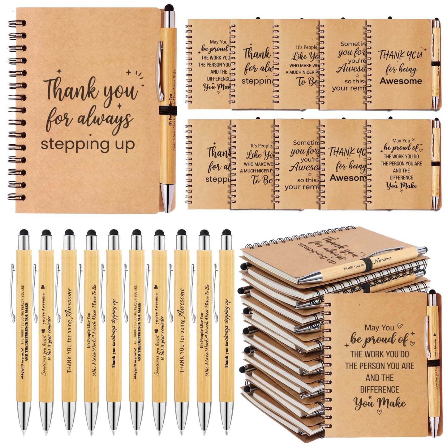 30Pcs/15-Set Employee Appreciation Gifts Bulk, 15 Inspirational Notebooks & 15 Motivational Pens, Appreciation Gift for Coworkers,Teachers, Nurse, Volunteer, Housekeeping, DSP, Team, Gifts for Office