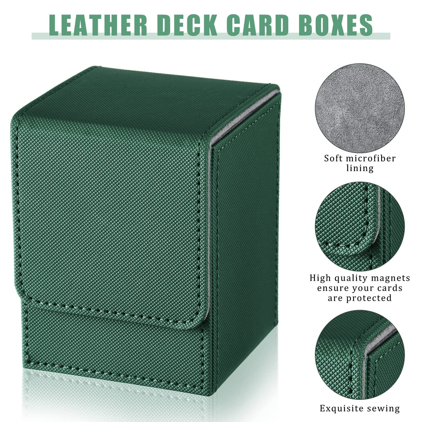Yookeer 4 Pieces Leather Deck Card Boxes Cards Deck Game Box for Collectible Playing Card Box Compatible with MTG Commander(Black and Red, Green, Blue, Red,Vertical)