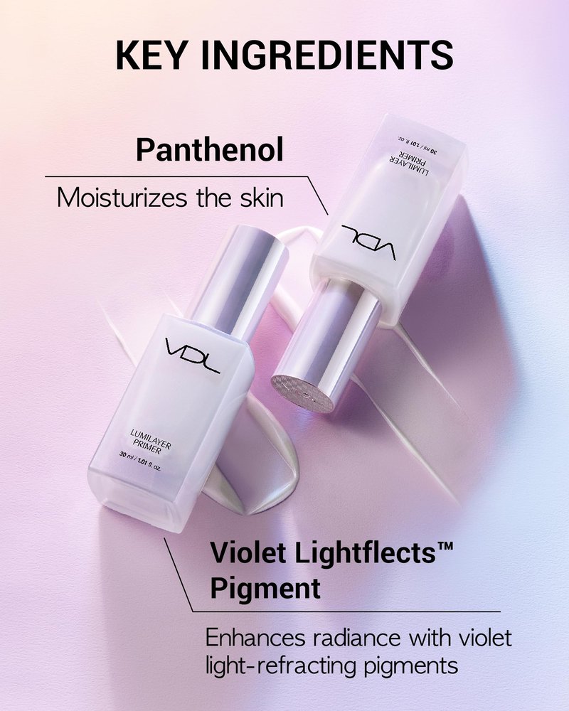 VDL Lumilayer Primer (Glowy Finish, 1.01fl oz) - Illuminating Pearl Makeup Base for Glowing Skin. Korean Makeup. Hydrating Radiance
