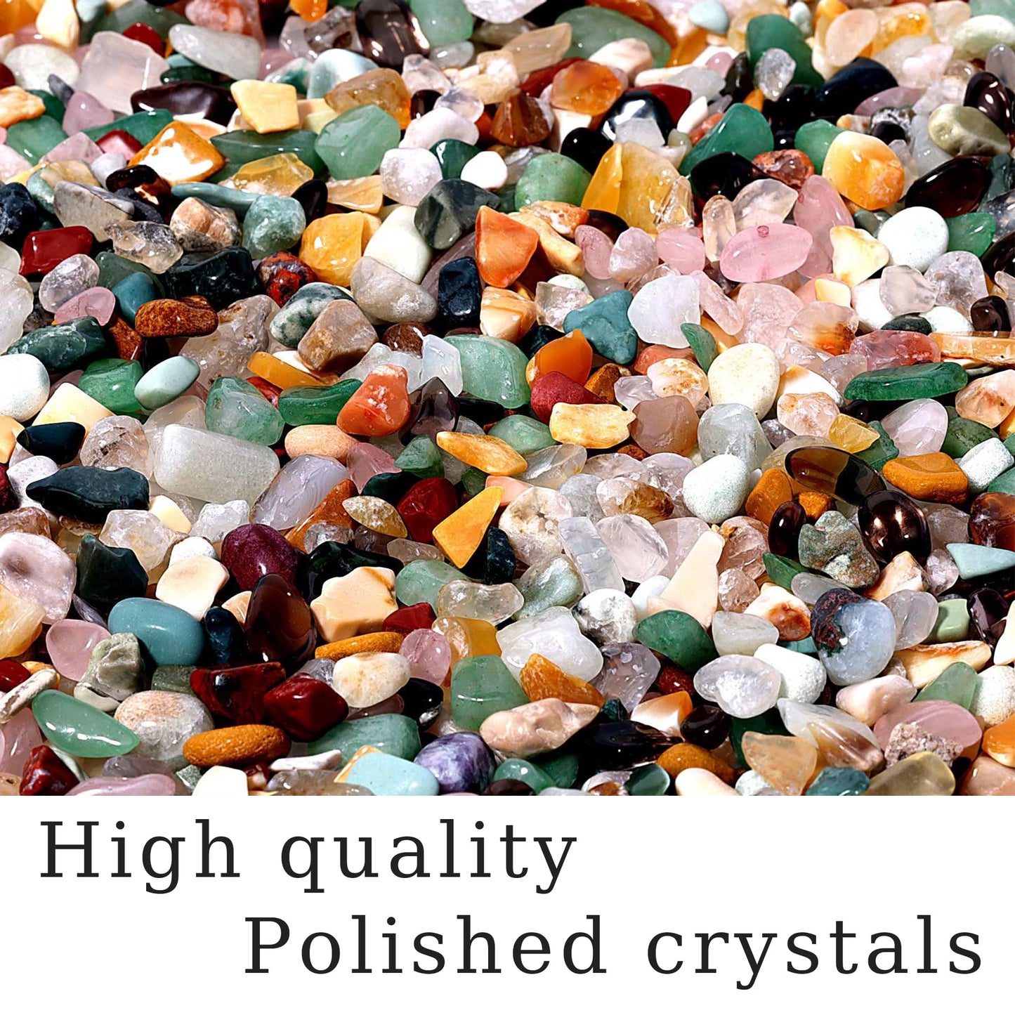 Mixed Crushed Crystal Chips Bulk 2lbs 2400+Pcs Assorted Tumbled Stone Chips Natural Polished Mixed Chakra Aquarium Gravel Rocks for Plants Terrarium Supplies Fish Tank Gravel Pebbles Vase Filler
