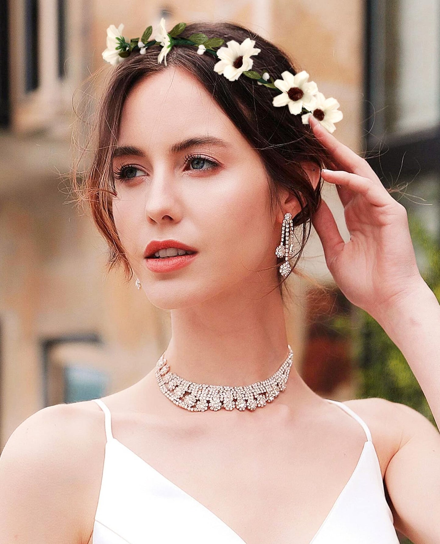 AWAYTR Bohemia Flower Crown Headband - Women Girl Fashion Green Leaves Ribbon Garland Floral Headpiece For Wedding Party Photography (C-Mixed Color-9Pcs)