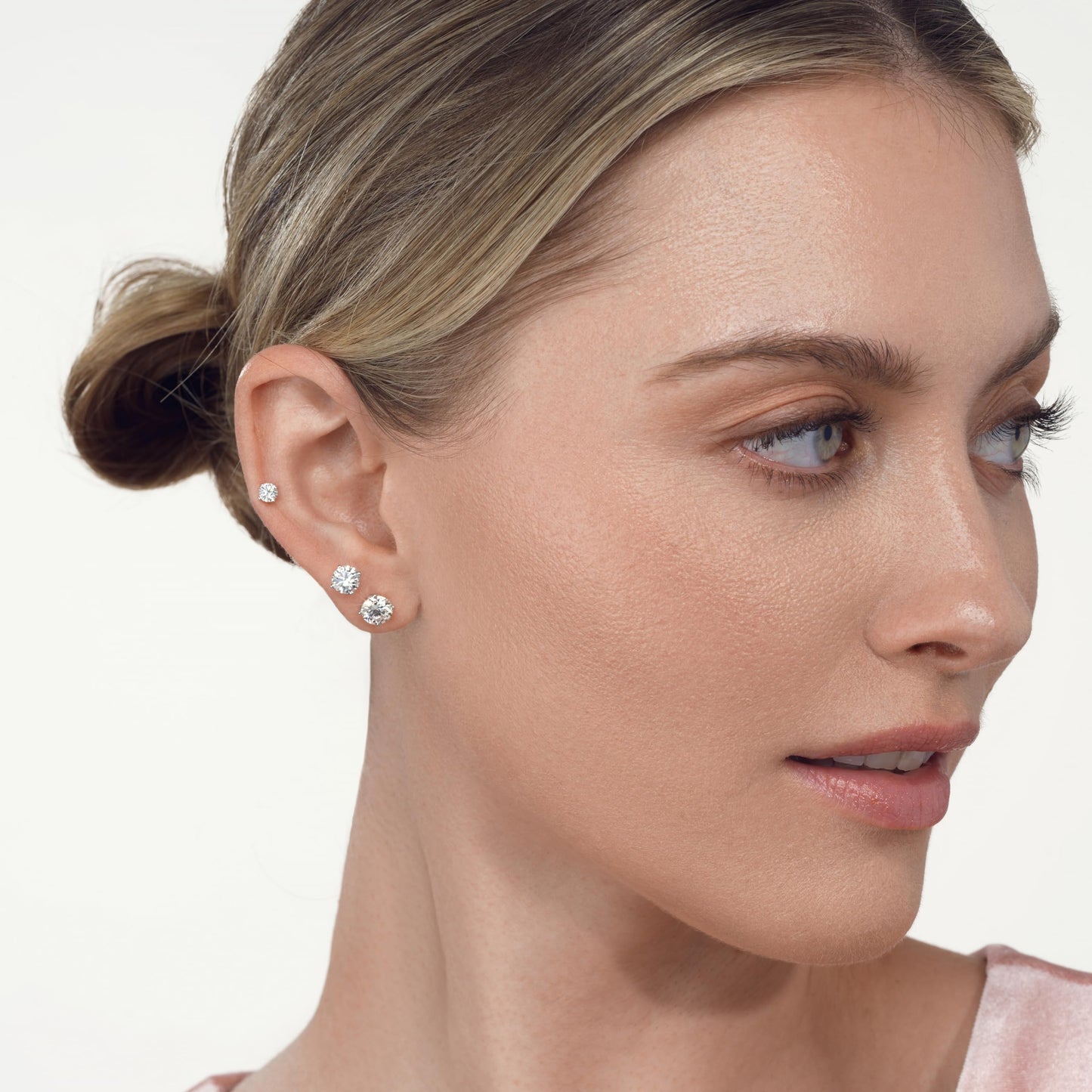 1/2 Carat Brilliant Cut Lab Grown Diamond Round Stud Earrings for Women in 14k White Gold (G-H Color, VS1-VS2 Clarity, cttw) 4-Prong Classic Push Back Studs by Carbon Atelier