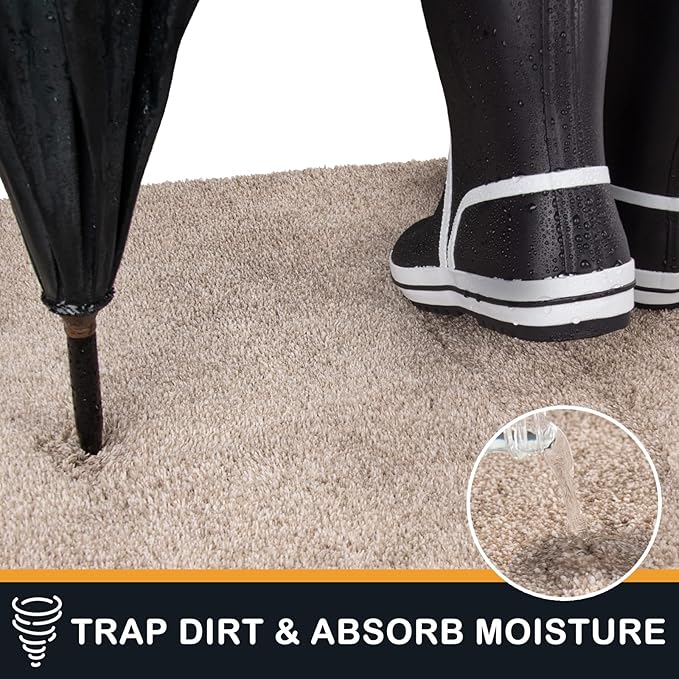 PURRUGS Dirt Trapping Door Mat 31.5" x 70", Non-Slip Machine Washable Entryway Rug, Dog Doormat, Indoor Front Door Mat, Super Absorbent Entry Rug for Muddy Shoes & Paws, Taupe