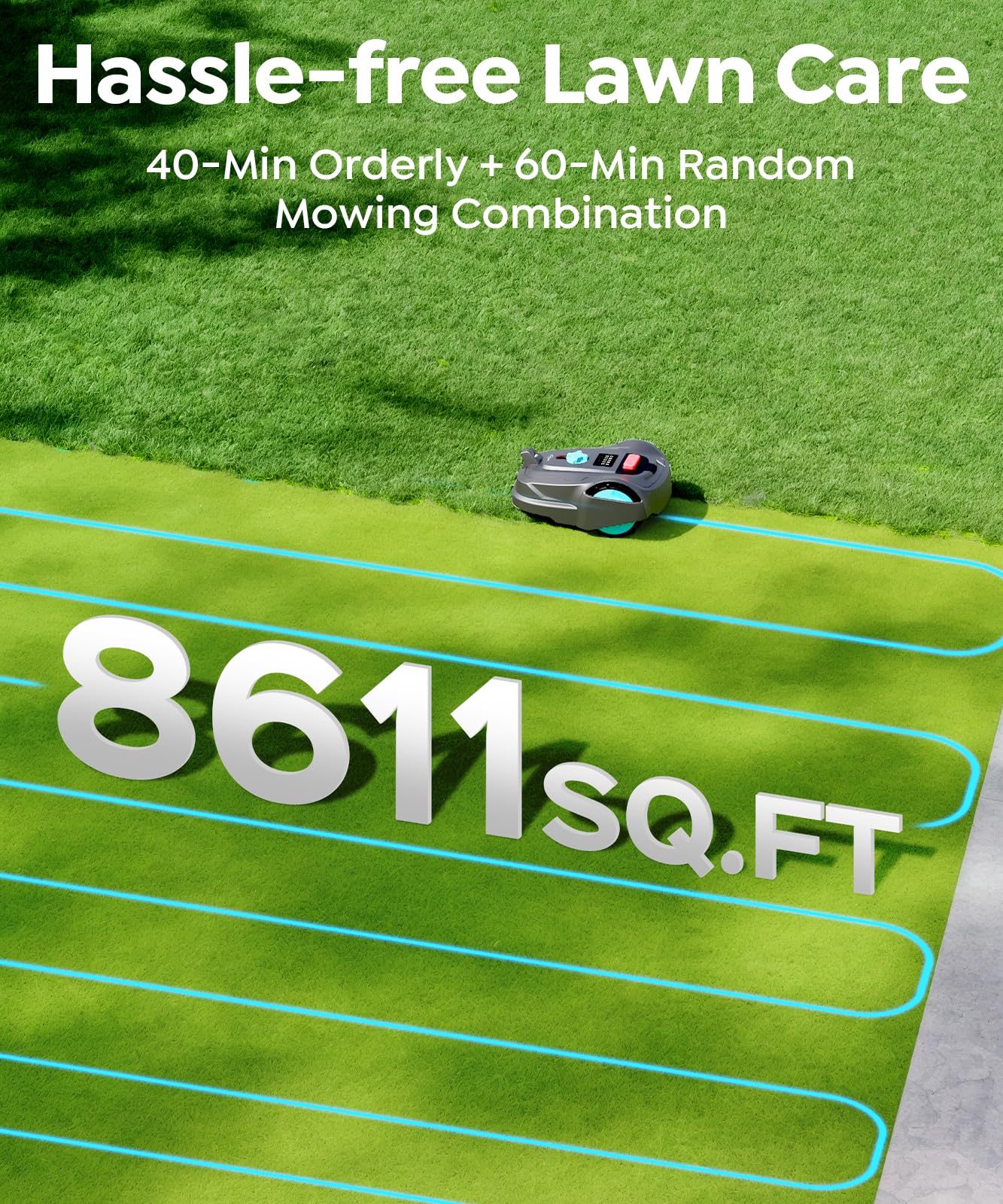 YARDCARE M800Plus NO Wire Vision Robot Lawn Mower with GPS Navigation, Path Planning, APP Control, Spiral Cutting, Automatic Lawnmower with Obstacle Avoidance, Height Adjustment for 1/5 Acres Lawn