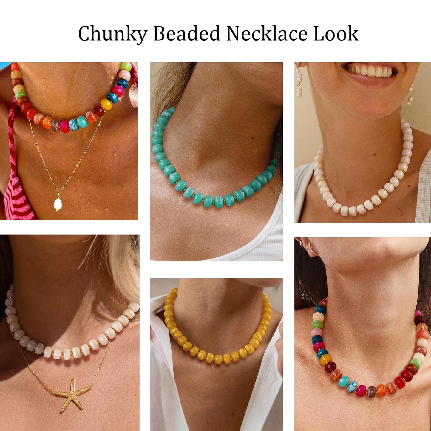 HolidayQbee Beaded necklace for Women Boho Bead Chunky Necklace Big Mint Green Bead Necklace Fashion Trendy Summer Colorful Resin Beaded Necklaces Jewelry Gifts
