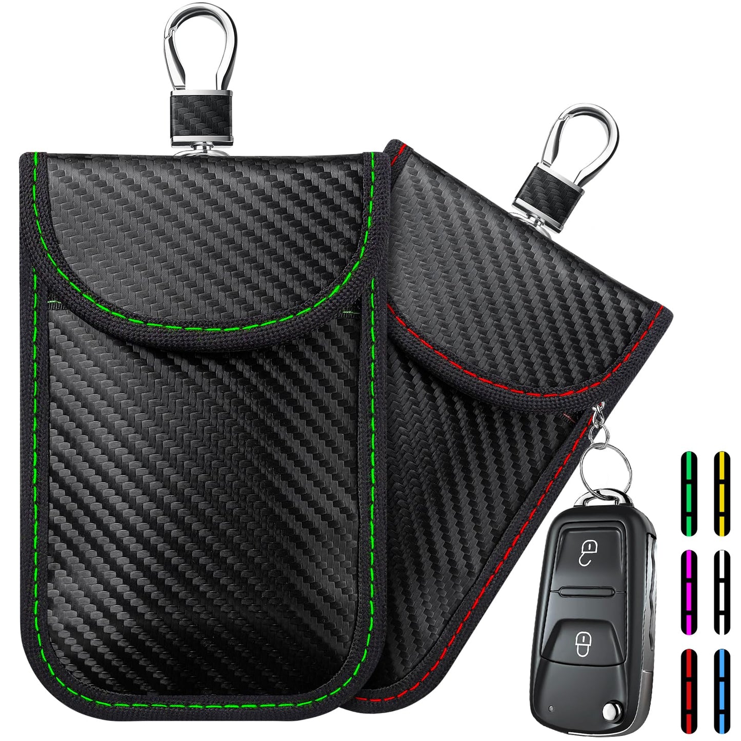 Faraday Key Fob Protector,2 Pack Faraday Pouch for Car Keys,Signal Blocking RFID Key Fob Protector Bags,Anti-Theft Car Security Cage