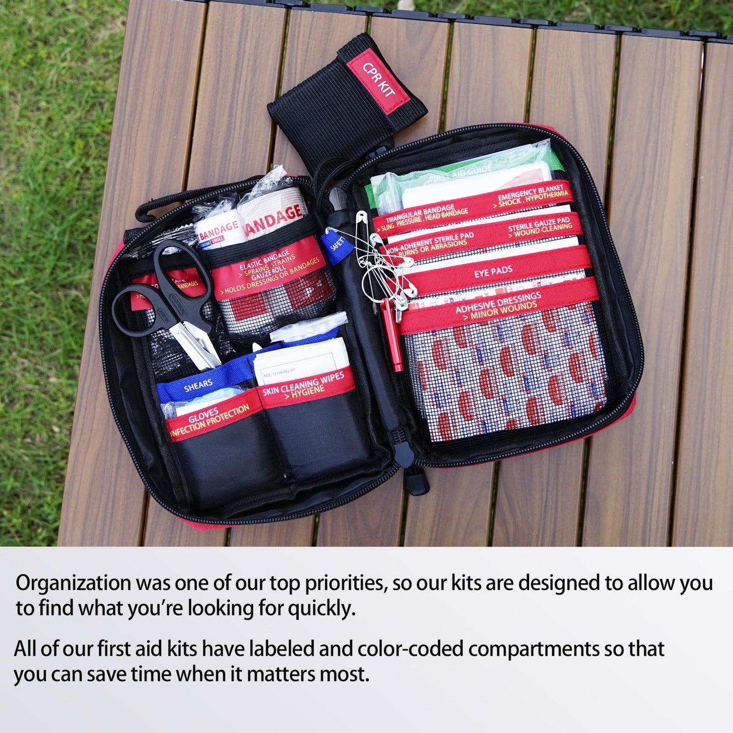 Compact First Aid Kit for Emergency - Basic Emergency Kit for Dorm,Hiking, Backpacking, Camping, Traveling, and Cycling -Small First Aid Kits