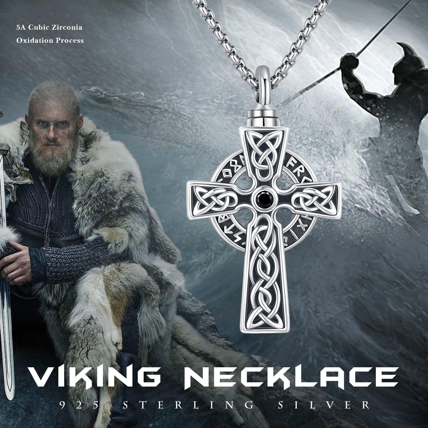 YEESIA Cross Urn Necklace for Men Women 925 Sterling Silver Crucifix Pendant Necklace Cross Urn Jewelry for Men Women