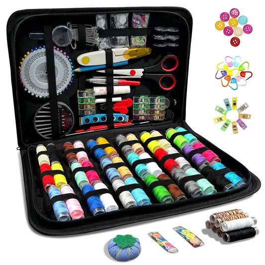 212PCS Large Sewing Kit for Adults, Portable Sewing Kit with Needles and 43XL Thread, Scissors, Buttons & Sewing Supplies, Basic Hand Sewing Repair Kit for Beginners, Emergency & Home Use