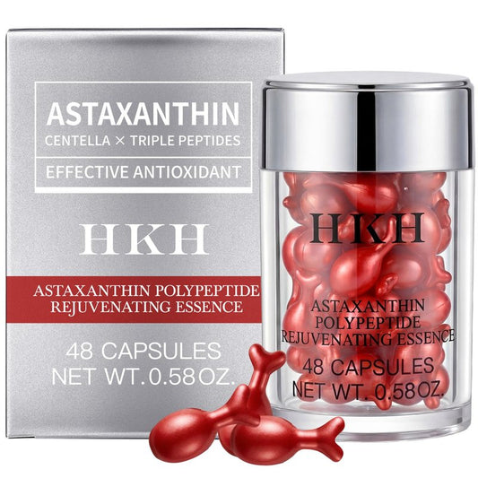 HKH Peptide Serum Capsules for Face: 48 Caps Anti-Aging & Firming Skin with Astaxanthin and Niacinamide - Antioxidant Serum for Smoothing Fine Lines - Even Tone for 30+ Women - Travel-Friendly