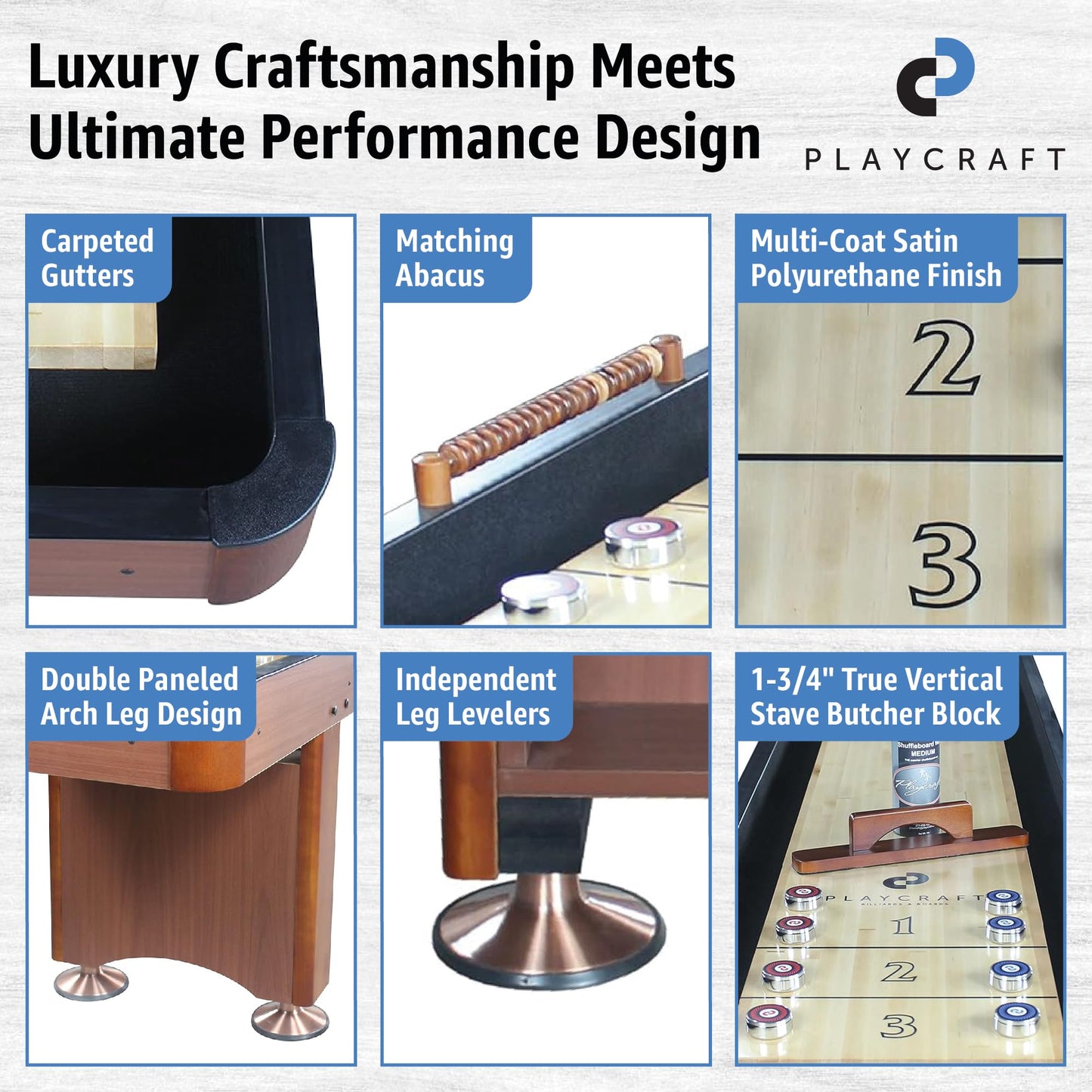 Playcraft Woodbridge Shuffleboard Table with Storage Cabinet - Shuffle Board Game Table Set with Matching Abacus, 8 Pucks, Brush & Wax (Made in USA) - Pro Style Climate Adjusters - Cherry - 12ft