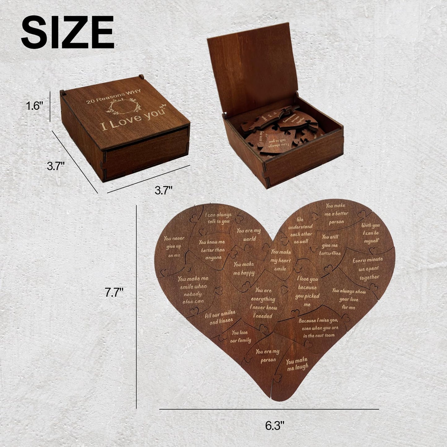 Valentine Gifts for Him or Her,20 Reasons Why I Love You Heart Wooden Puzzle Box,Valentine's,Anniversary Wedding Gifts for Boyfriend,Girlfriend,Husband,Wife