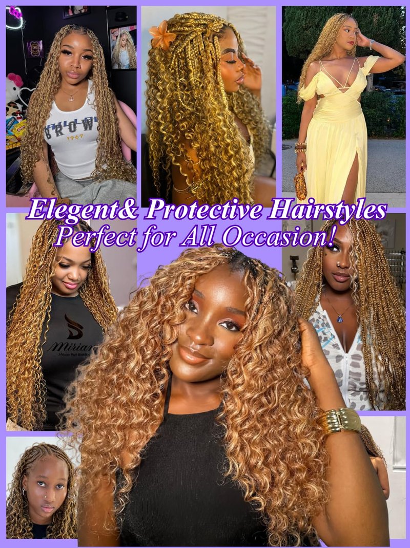 Enaiiby Color 27 Bundles Human Hair 50g 26 Inch, Blond Braiding Hair Loose Deep Wave Bundles Human Hair for Braiding Curly Hair Bulk, 12A No Weft 100% Real Virgin Hair Honey Blonde Boho Hair