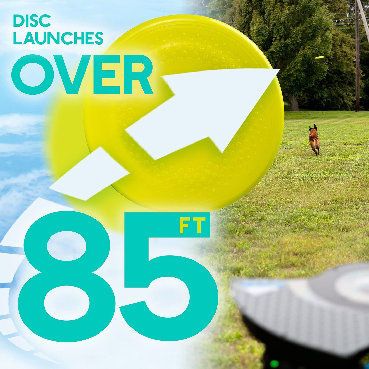 Franklin Pet Supply Co. Automatic Disc Launcher for Dogs - Ready Set Fetch Automatic Disc Tosser Dog Toy for Fetch - Portable Thrower Toy - Battery Powered