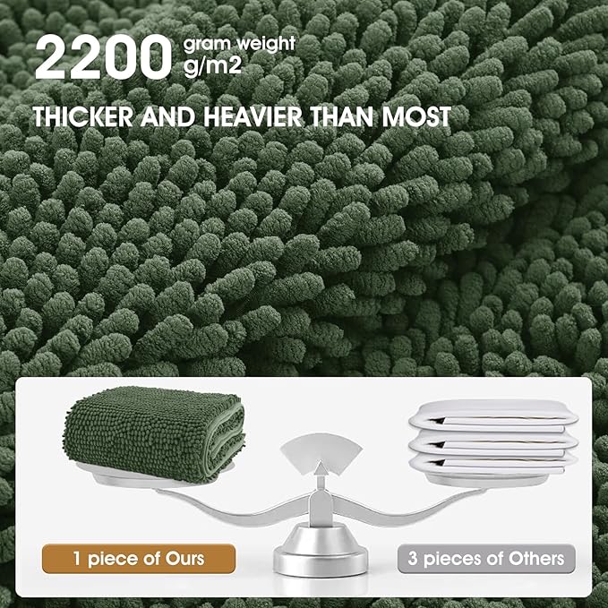 IM HOME Chenille Absorbent Outdoor Doormat 60" x 36", Washable Muddy Door Mats for Dog Non Slip Indoor Doormat Dog Mat for Muddy Paw Front Inside Doormats for Entryway Olive
