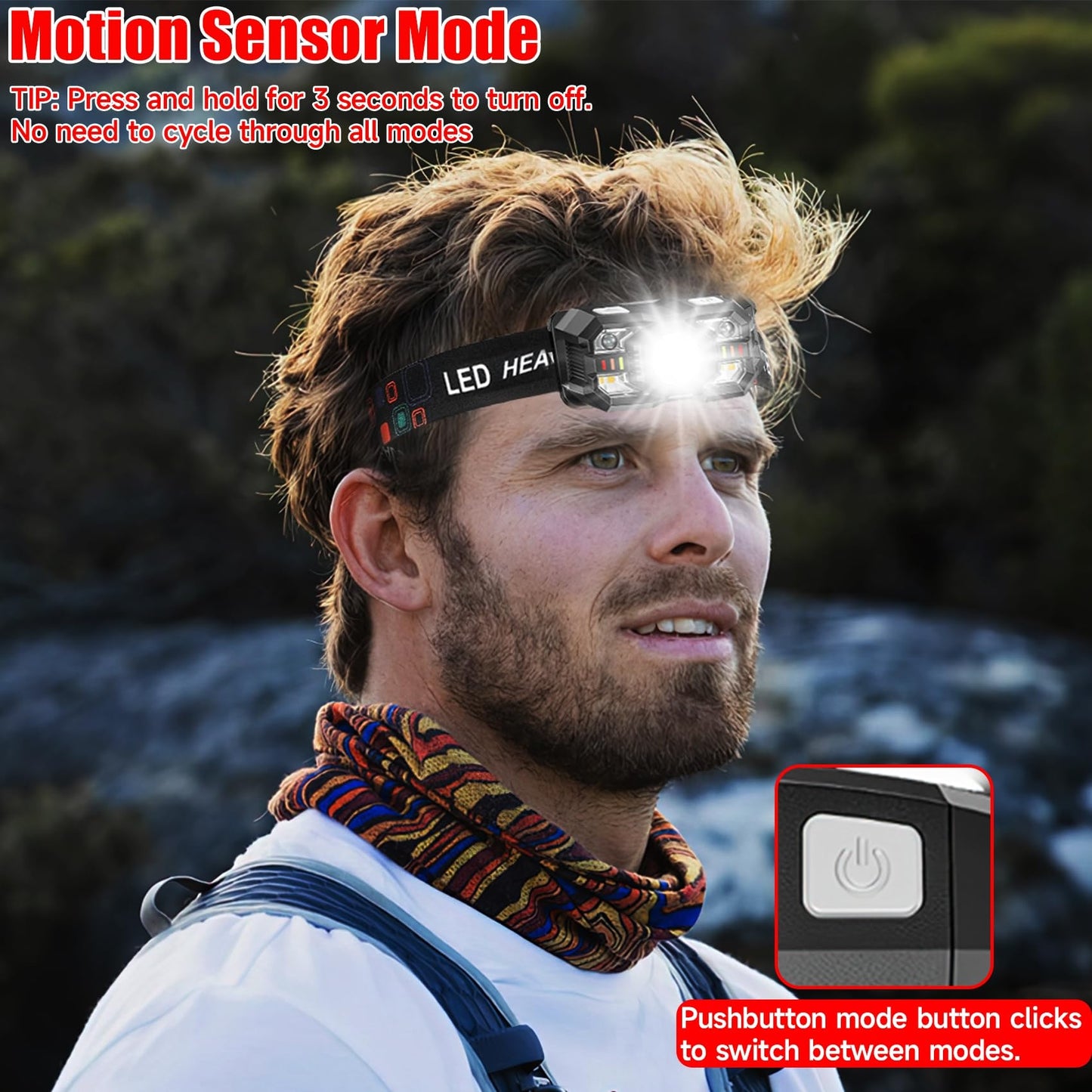 Northlet Headlamp Rechargeable 6Pack, 3000 Lumen Ultra-Light Bright Headlamp Flashlight with White Red Light, LED Headlight, 5+5 Mode for Outdoor Camping Fishing Running Hiking