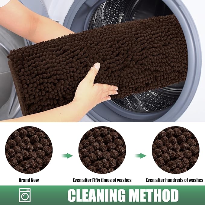 IM HOME Chenille Absorbent Outdoor Doormat 71" x 25", Washable Muddy Door Mats for Dog Non Slip Indoor Doormat Dog Mat for Muddy Paw Front Inside Doormats for Entryway Brown