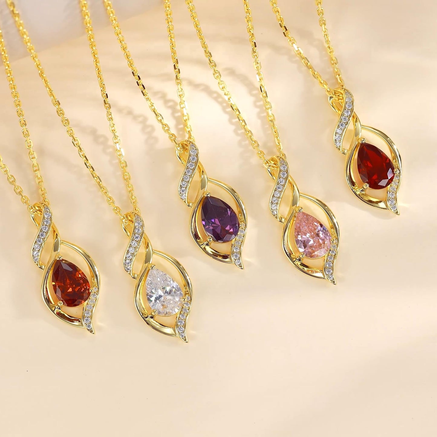 FANCIME 14K Gold Plated June Birthstone Necklace for Women Moonstone Teardrop Necklace Sterling Silver Infinity Love Birthday Gifts for Women, 16"+2" Inches