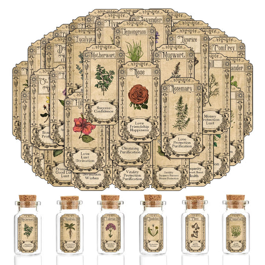68Pcs Herb Stickers Lables for Jars Vintage Spice Apothecary Herb Spice Labels Stickers Spices Sticker Label for Bottles Tags Jars(herb72)