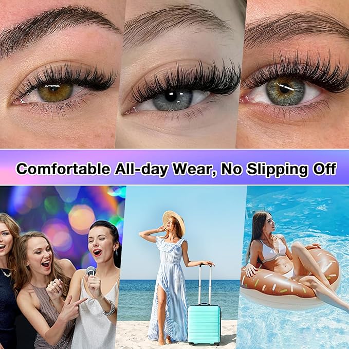 Lash Clusters, DIY Cluster Eyelash Extensions 9‑16mm, 60D, 280pcs D Curl Natural Volume Lashes–Fake Cat Eye Wispy Individual Clusters